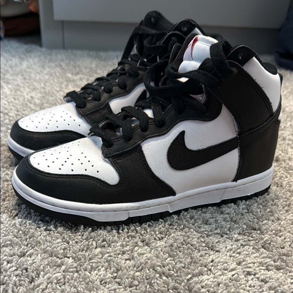 Nike Black and White Hightop Dunks